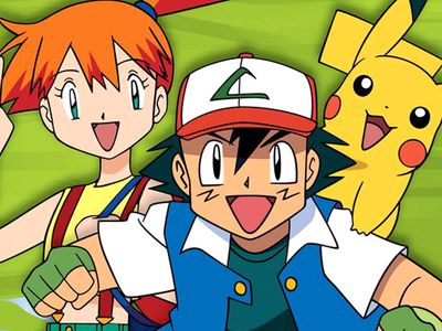 Misty, Ash, and Pikachi from the Pokemon anime series