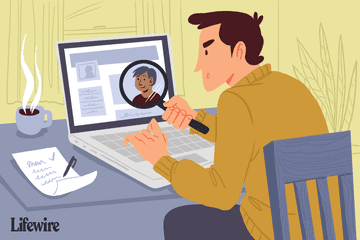 Illustration of a man searching for a person online