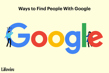 An illustration of someone searching for a person using Google.