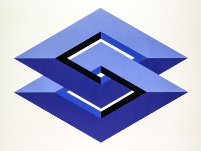 Illustration of double diamons in navy blue