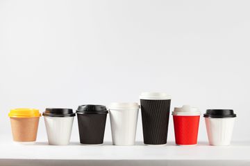 Various disposable coffee cups