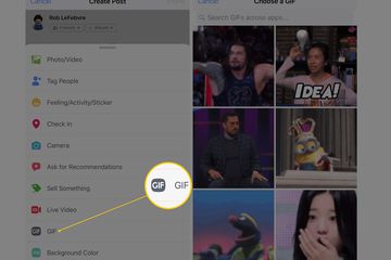 Screenshot of GIF interface in Facebook iOS app