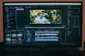 Video editing happening on a computer screen.