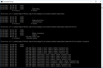 Screenshot of the dir command in a Windows 10 Command Prompt