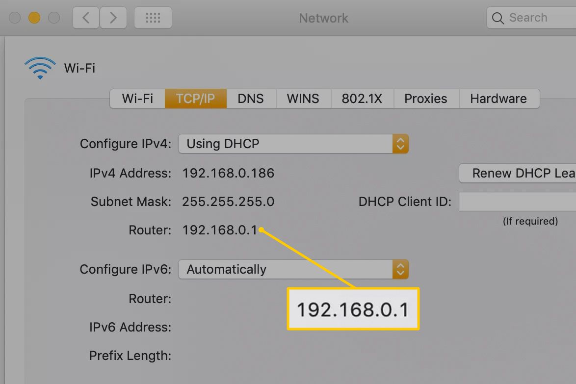 Router IP address on macOS