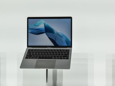 A 2018 MacBook Air on a pedestal