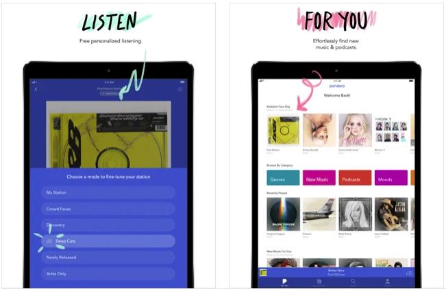 Pandora app on iPad