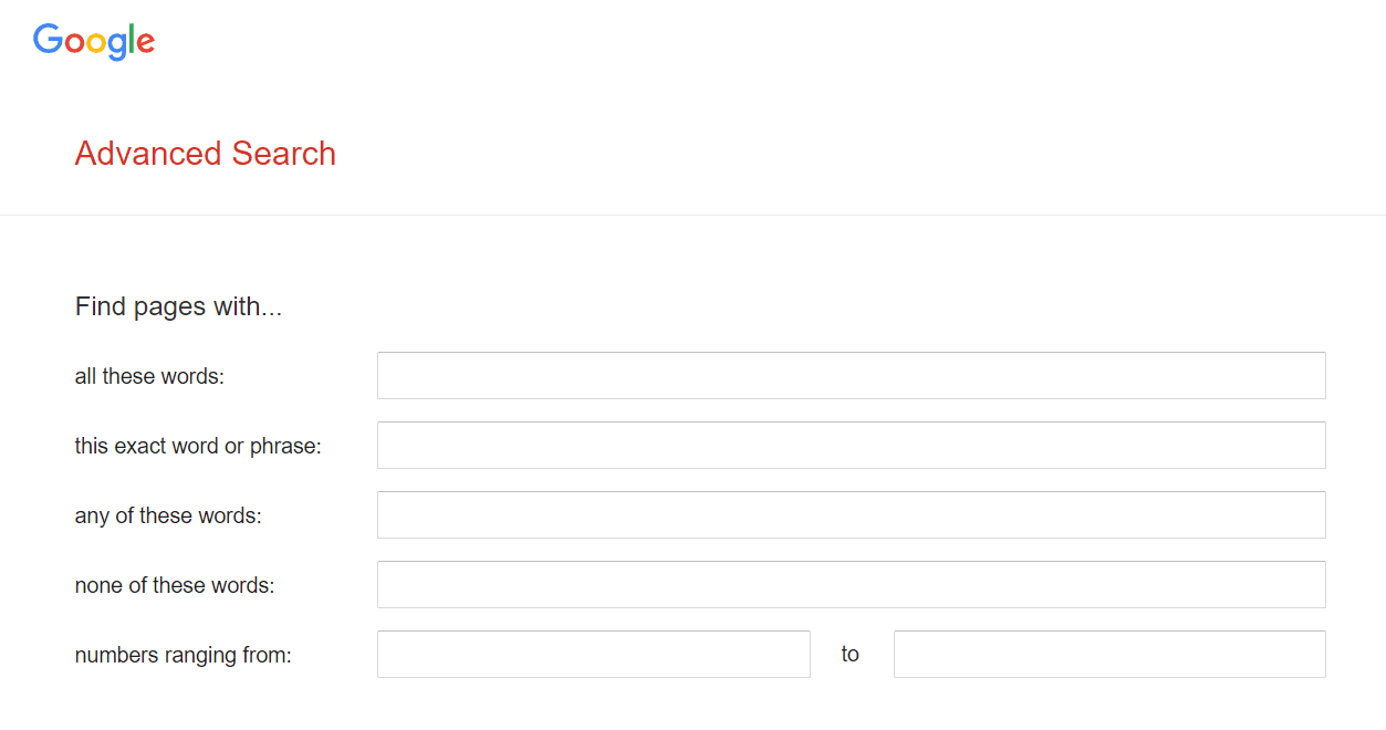 Google's Advanced Search Page