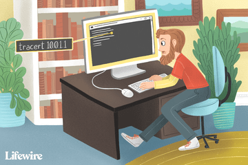Person using the command "tracert 10.0.1.1" on a computer