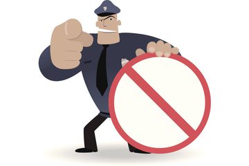 cartoon police officer blocking ads