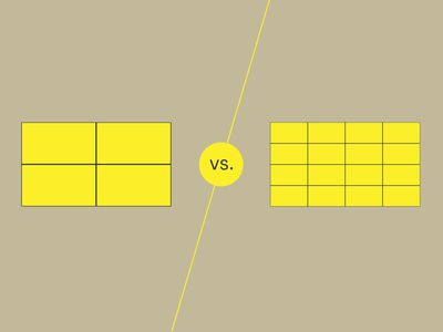 Two representations of 4K and 8K resolutions in terms of how many 1080-pixel resolutions they "contain." 4K has four, and 8K has 16