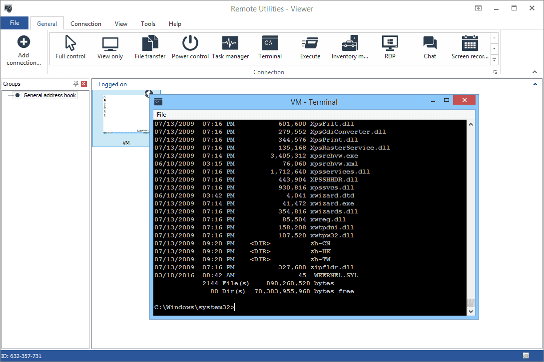 Command Prompt in Remote Utilities