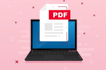 An image graphic of a PDF file on a laptop screen.