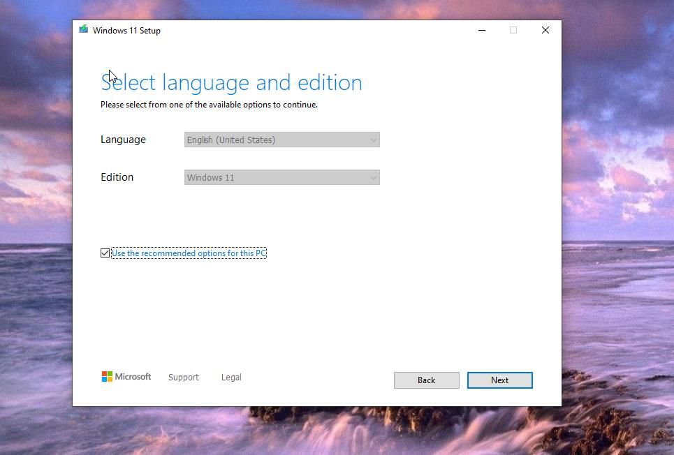 Select language and edition