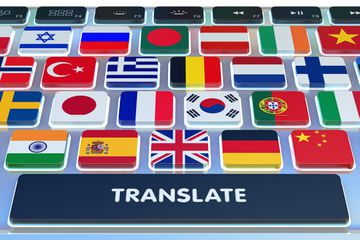 Keyboard with country flags and translate button