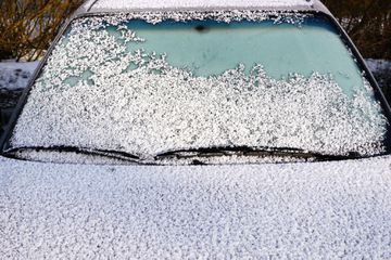 Frozen foggy windshield