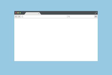 White browser with one tab, an address bar, a search bar, and a black window menu bar on top, set against a sky-blue background.