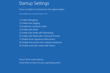 Startup Settings menu in Windows 8