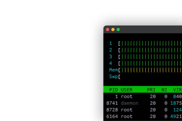 Linux 上的 ps aux 命令截图，显示高级 Linode 上的 vCPU 数量。