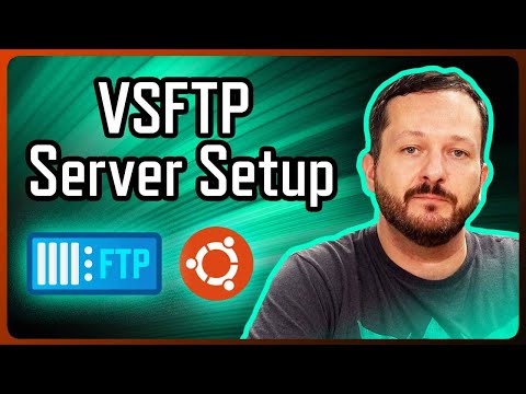 Bild von Jay LaCroix neben dem Logo Ubuntu , einem Symbol, das einen FTP-Server darstellt, und dem Text VSFTP Server Setup.