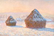 Claude Monet's painting of haystacks in the morning snow