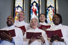 Choir singing in church.