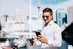 Coffee Break at Yacht Club for Successful Businessman