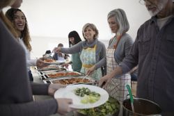 people serving food