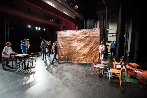 Preparing Scenography On Theater Stage