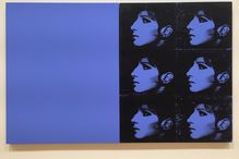 Silkscreen Painting by Deborah Kass titled Double Blue Barbra