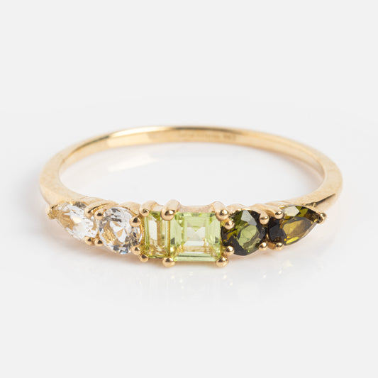 Solid Gold Modern Ombre Birthstone Ring