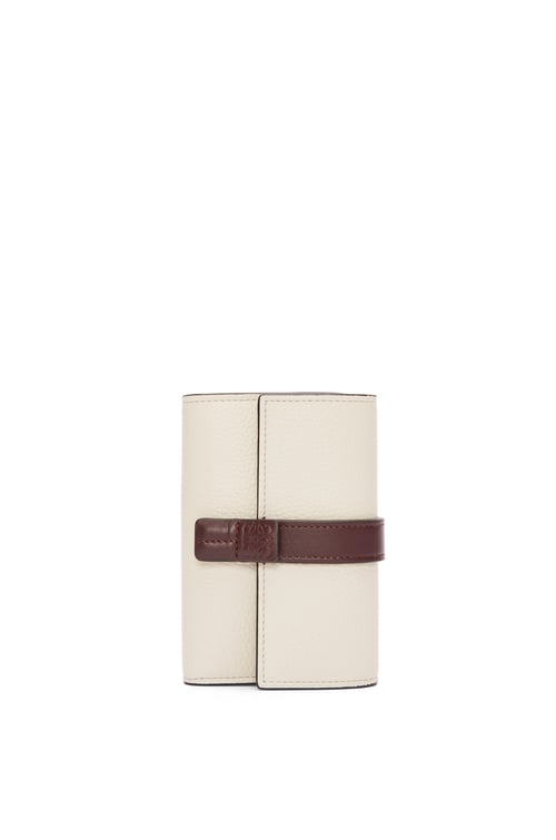 LOEWE Small vertical wallet in soft grained calfskin Sea Salt/Dark Burgundy/Sahara plp_rd