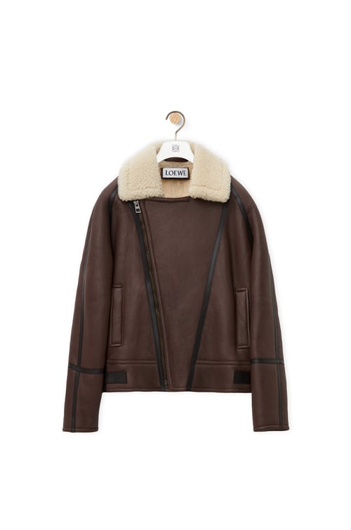 LOEWE Giacca aviatore in shearling Marrone/Crema plp_rd