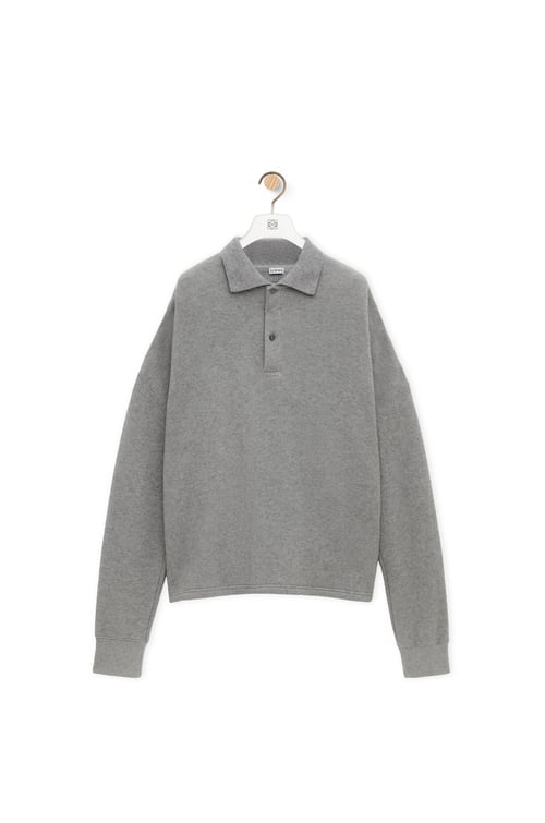 LOEWE Felpa polo in cotone e cashmere Grigio Piombo plp_rd