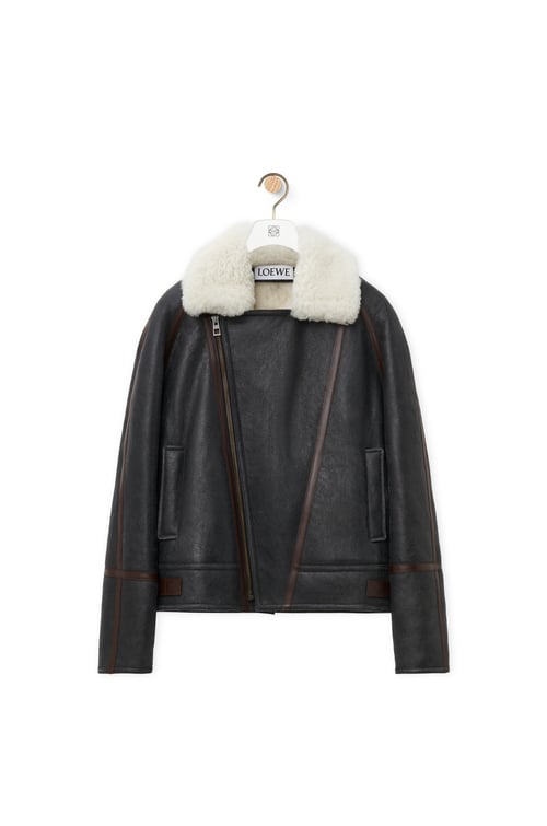 LOEWE Giacca aviatore in shearling Bianco/Nero plp_rd