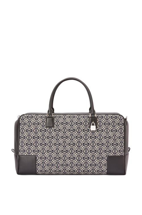 LOEWE Borsa Amazona 44 in jacquard con motivo Anagram e pelle di vitello Blu Navy/Nero plp_rd