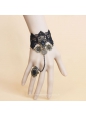 Lolita Black Lace Gemstone Bronze Flower Bracelet