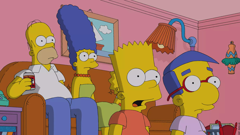 The Simpsons watching TV