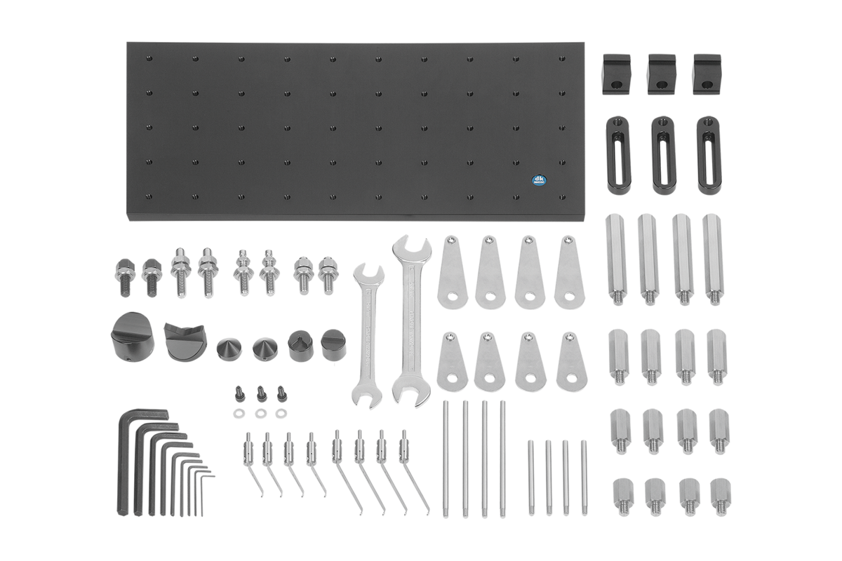 Kit de composants de serrage pour la fixation d’appareils de mesure tridimensionnelle, principe de la colonne