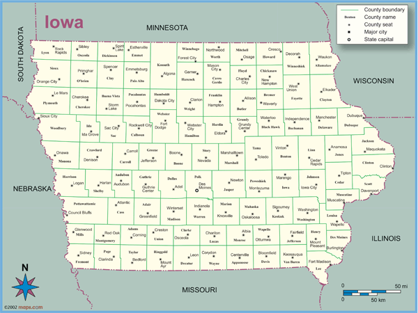 Iowa County Outline Wall Map by Maps.com - MapSales