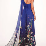 Flowering One Shoulder Gown | Marchesa