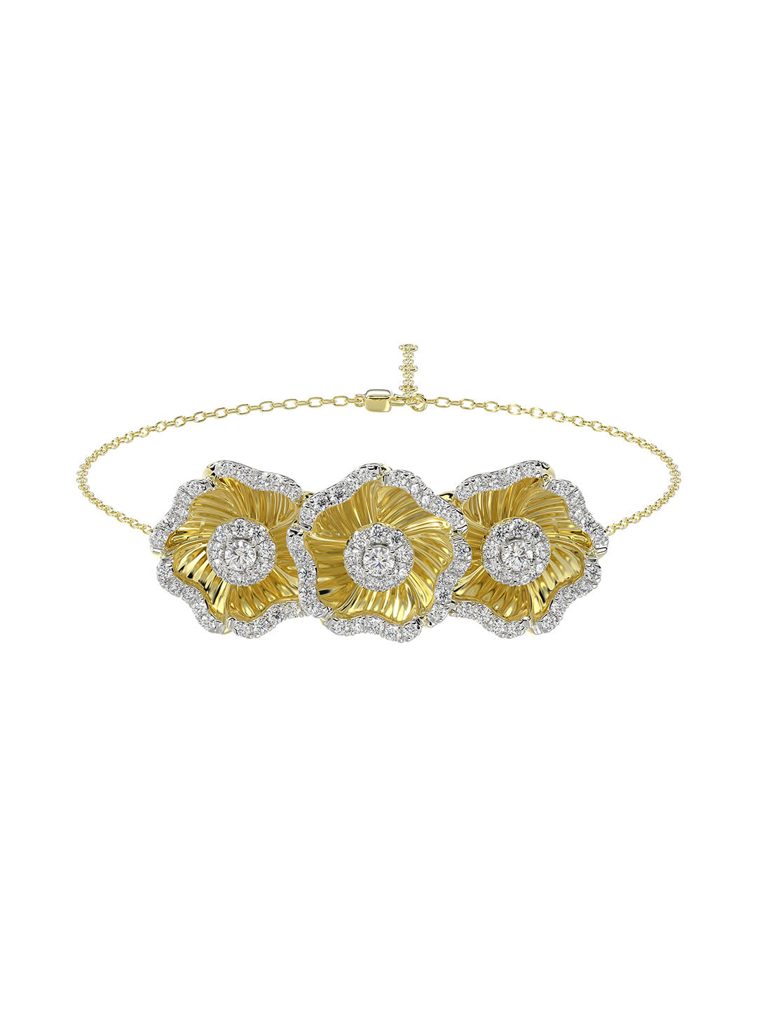 Halo Flower Yellow Gold Bracelet | Marchesa