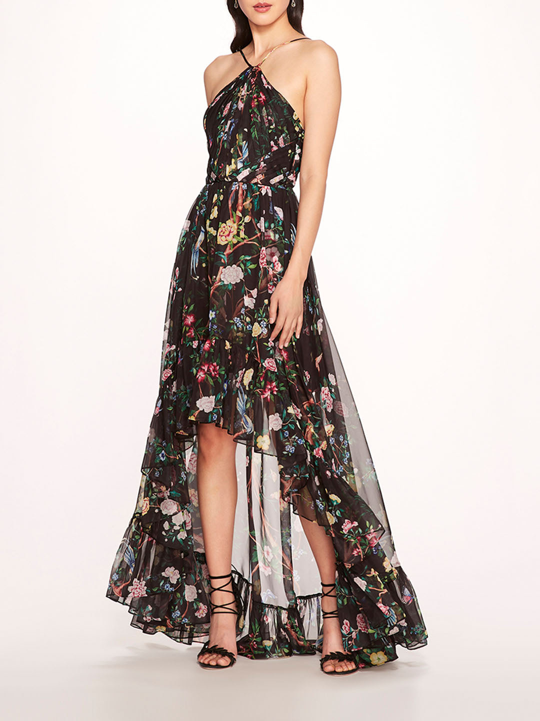 Flowering Halter High-Low Gown | Marchesa