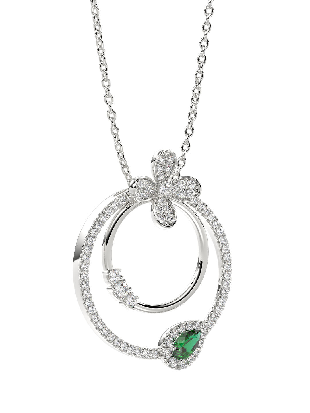 Floral White Gold Pendant Necklace | Marchesa