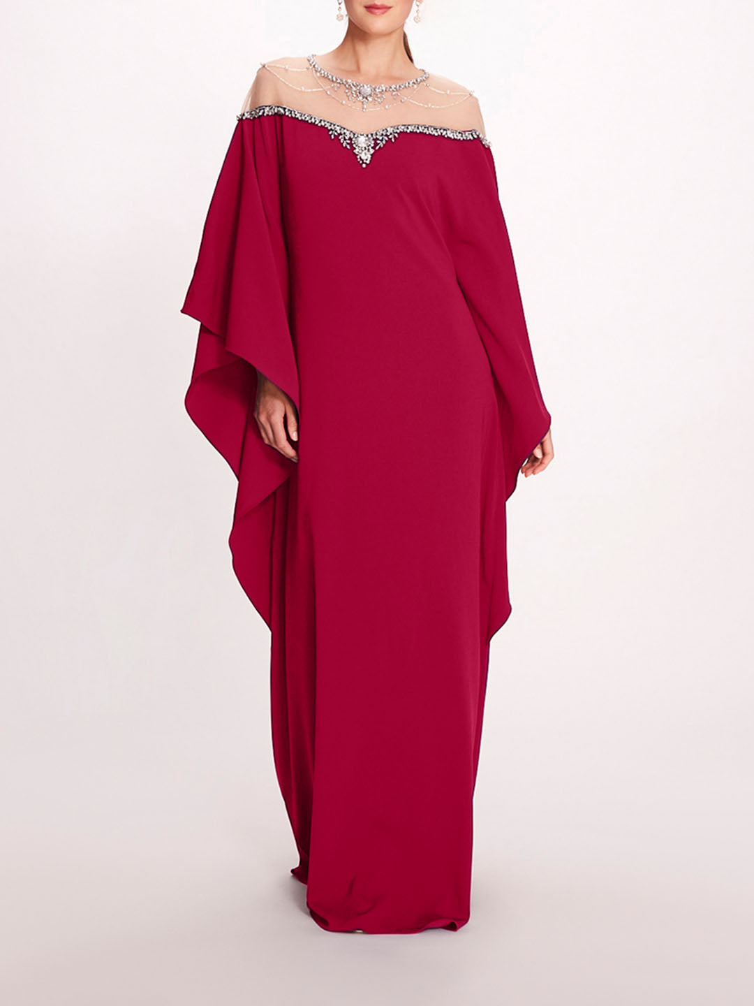 Embroidered Illusion Kaftan | Marchesa