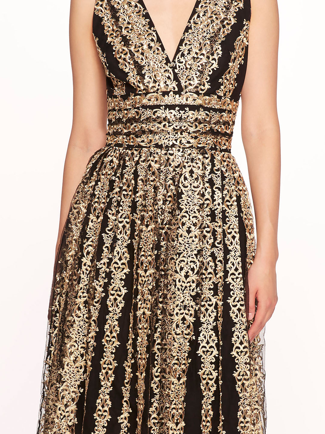 Metallic Filigree Cocktail Dress | Marchesa