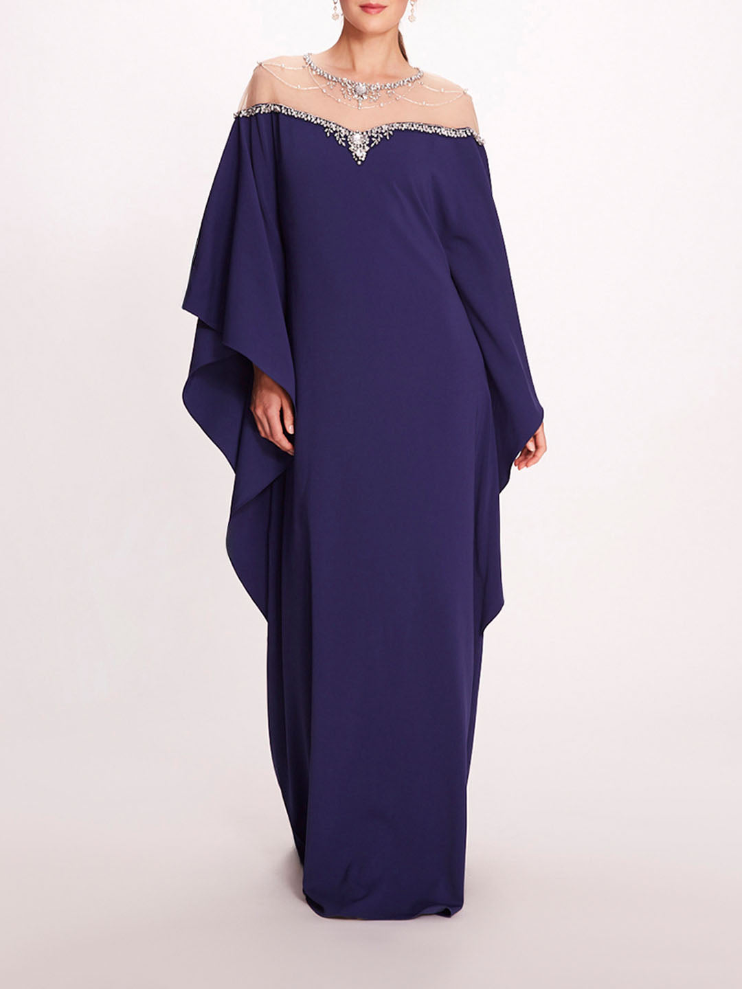 Embroidered Illusion Kaftan | Marchesa