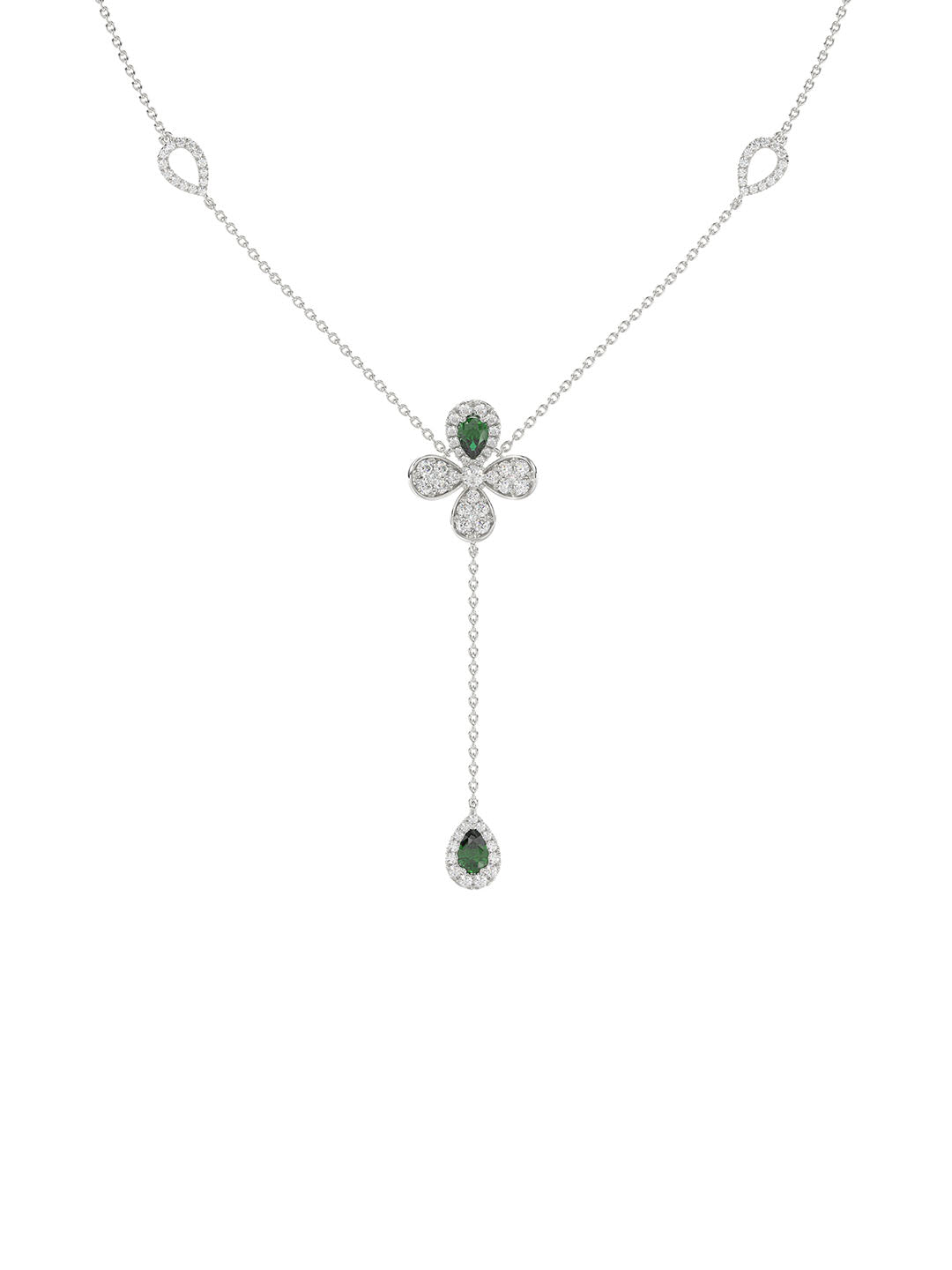 Floral White Gold Y Necklace | Marchesa