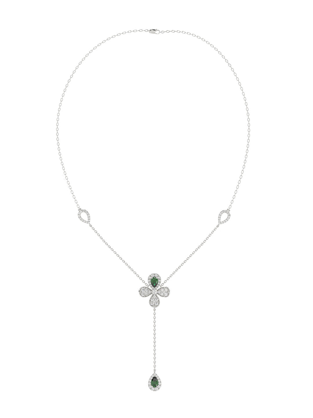 Floral White Gold Y Necklace | Marchesa