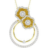 Halo Flower Yellow Gold Pendant Necklace | Marchesa